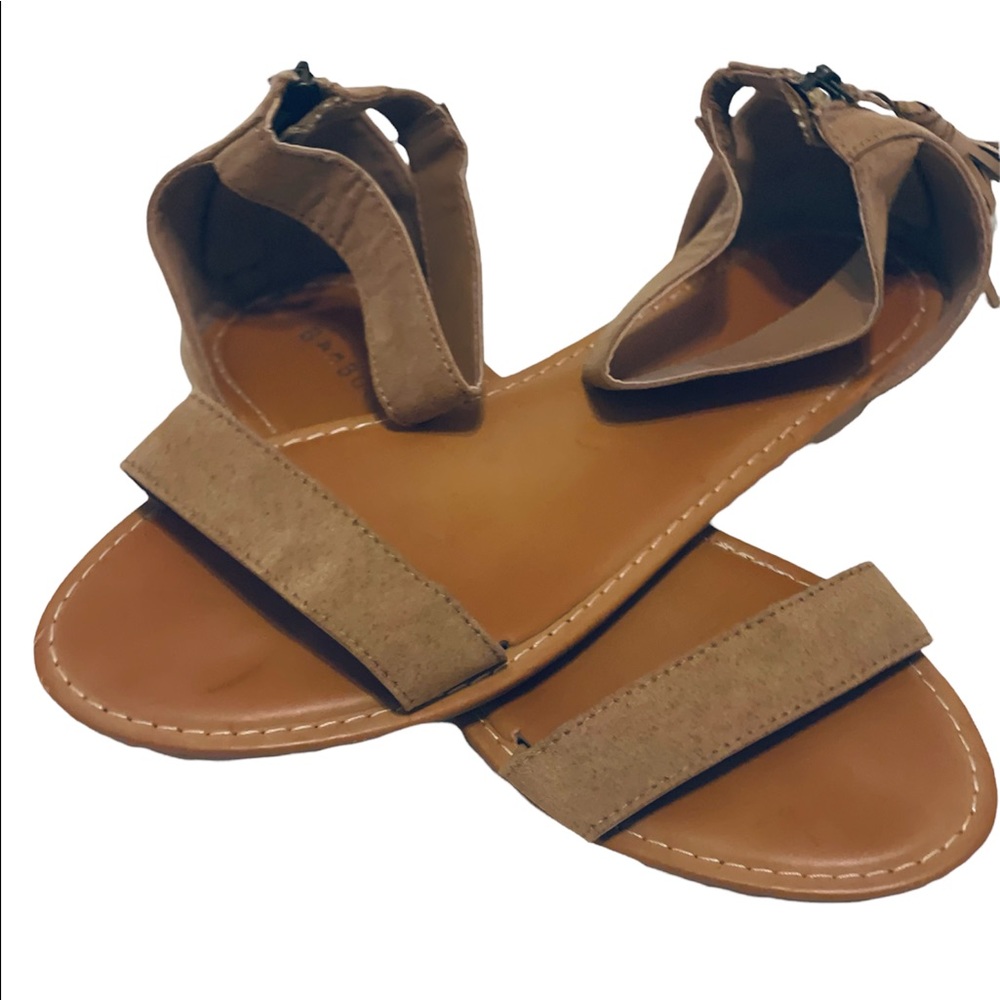 BAMBOO BOHO Brown Fringe Heel Sandals,  Size 10